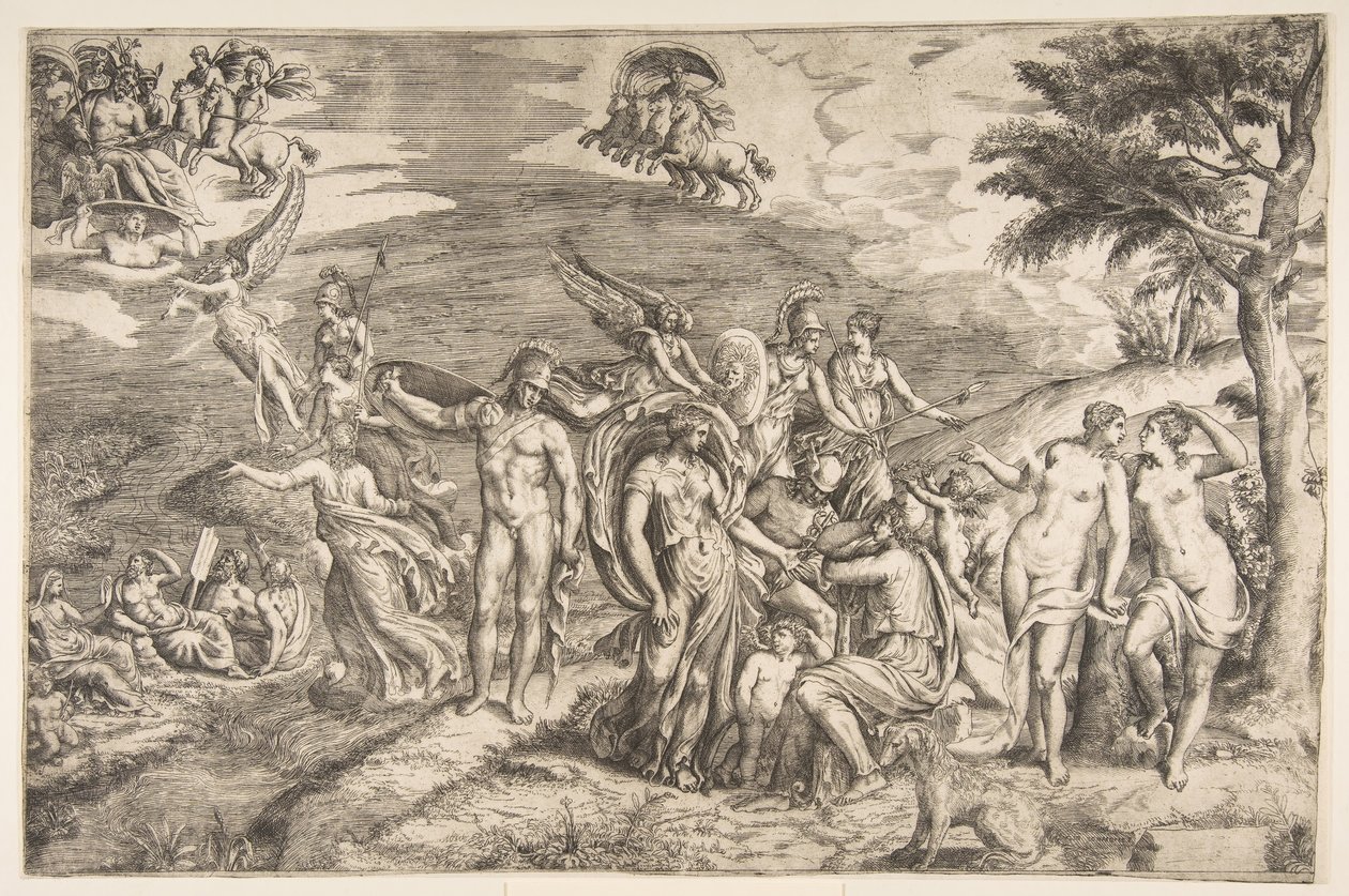 O julgamento de Paris, século XVI. de Giulio Bonasone
