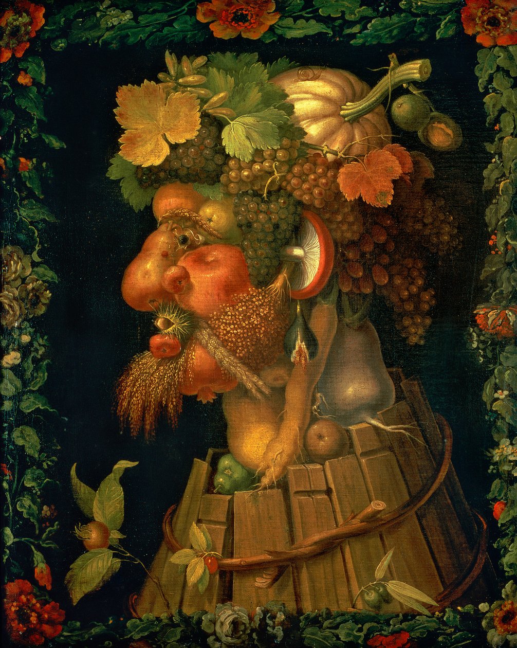 Outono, de uma série que descreve as quatro estações, encomendado pelo imperador Maximiliano II (1527-1576) 1573 de Giuseppe Arcimboldo