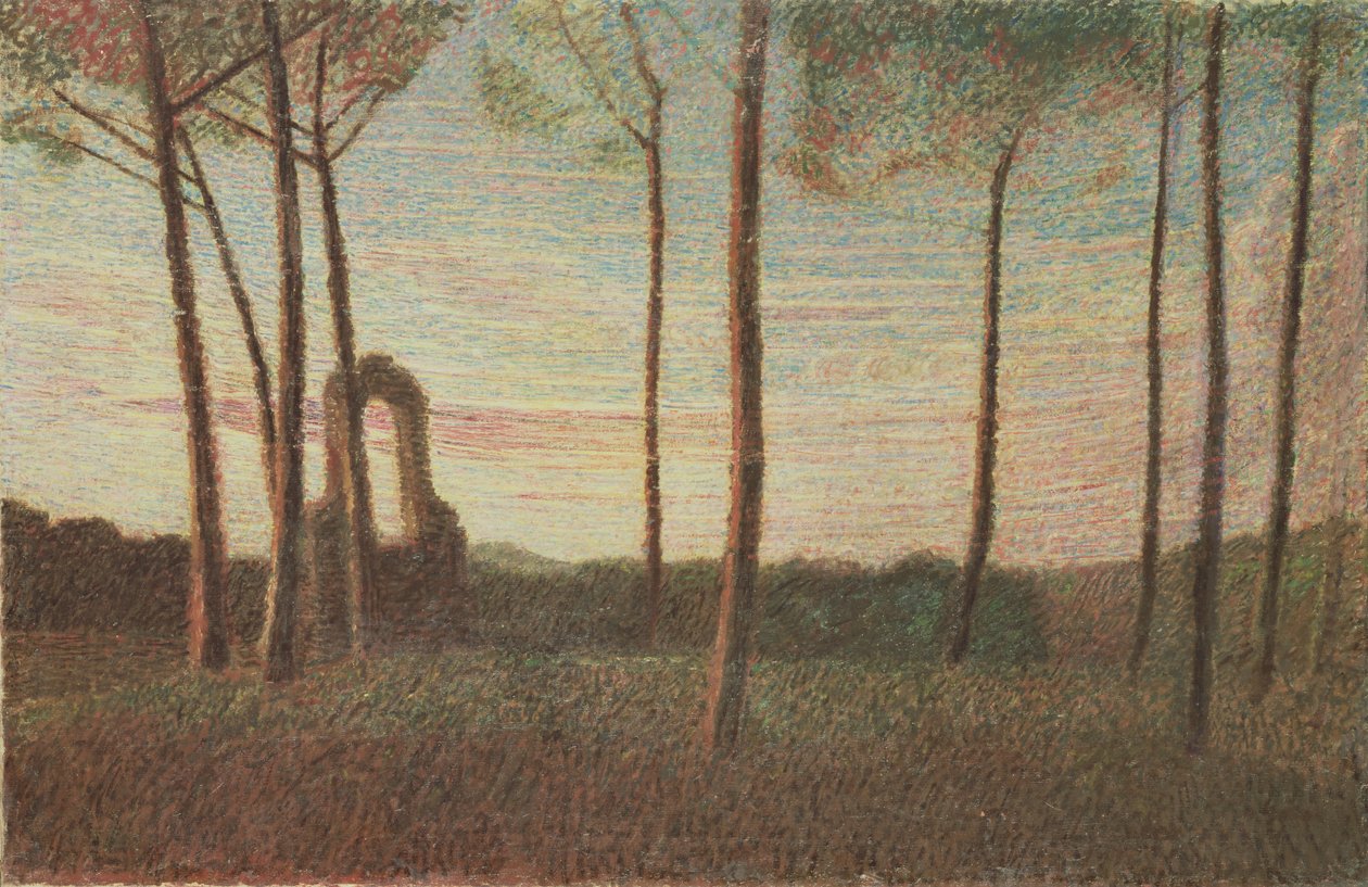Paisagem da Villa Borghese, 1906 de Giuseppe Pellizza da Volpedo