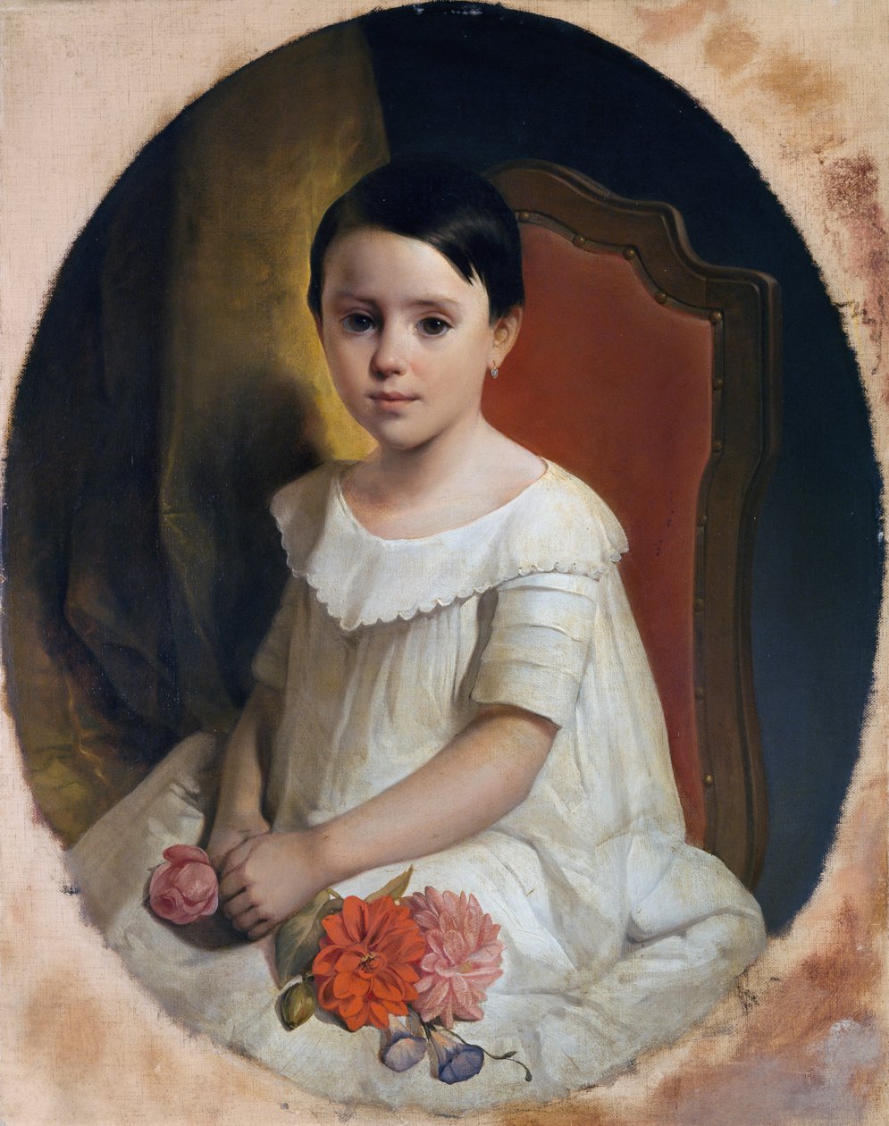 Menininha com flores de Giuseppe Mazza