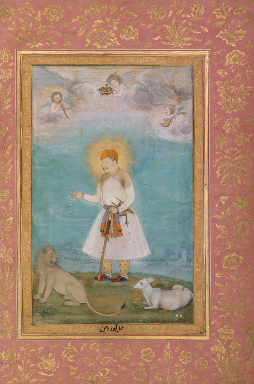 Akbar com Leão e Bezerro, c.1630 de Govardhan