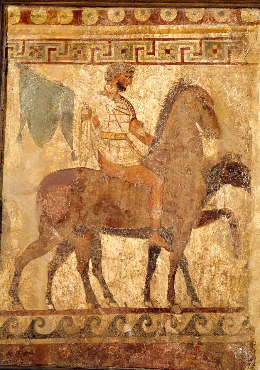 Soldado a cavalo, pintura funerária de Greek
