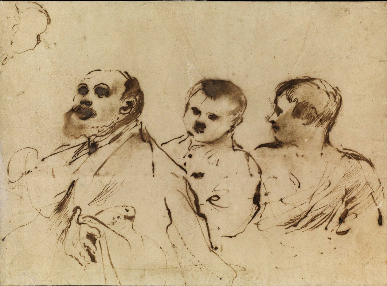 Um bispo com dois filhos de Guercino
