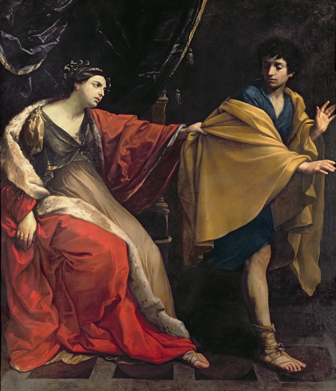 José e esposa de Potifar, c.1626 de Guido Reni