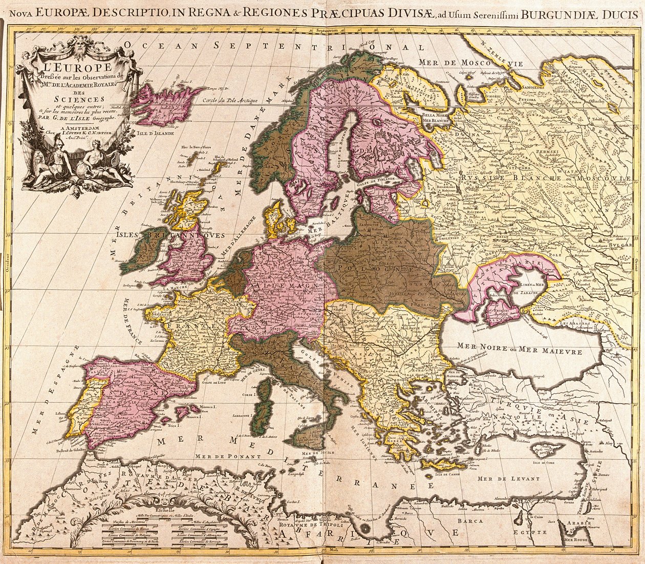 Mapa da Europa (gravura de Guillaume Delisle
