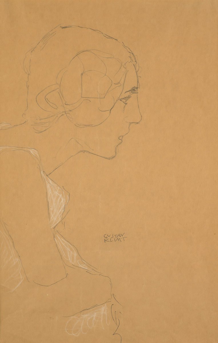 Kniestuck no perfil à direita de Gustav Klimt