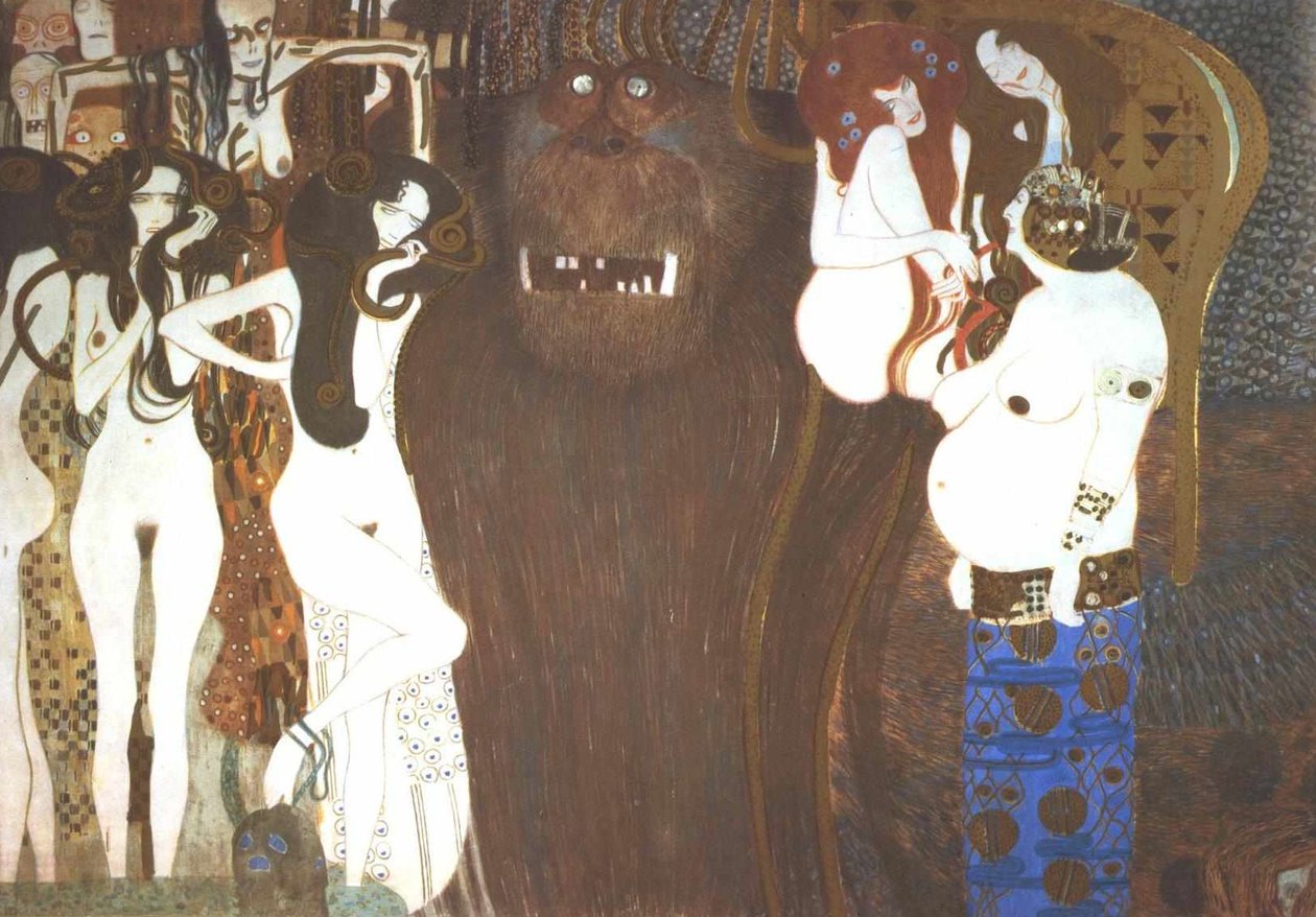 Beethovenfries - A hostilidade das forças opostas de Gustav Klimt