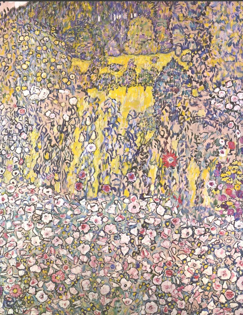 Paisagem do jardim com colina de Gustav Klimt