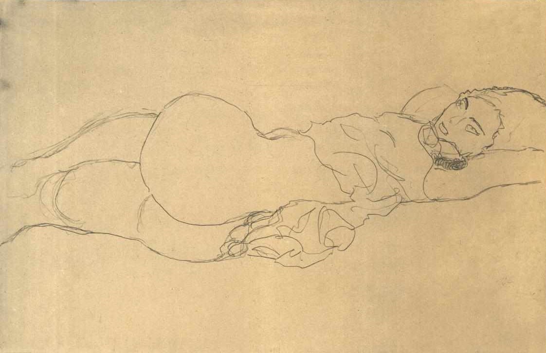 Meio ciclo deitado de Gustav Klimt