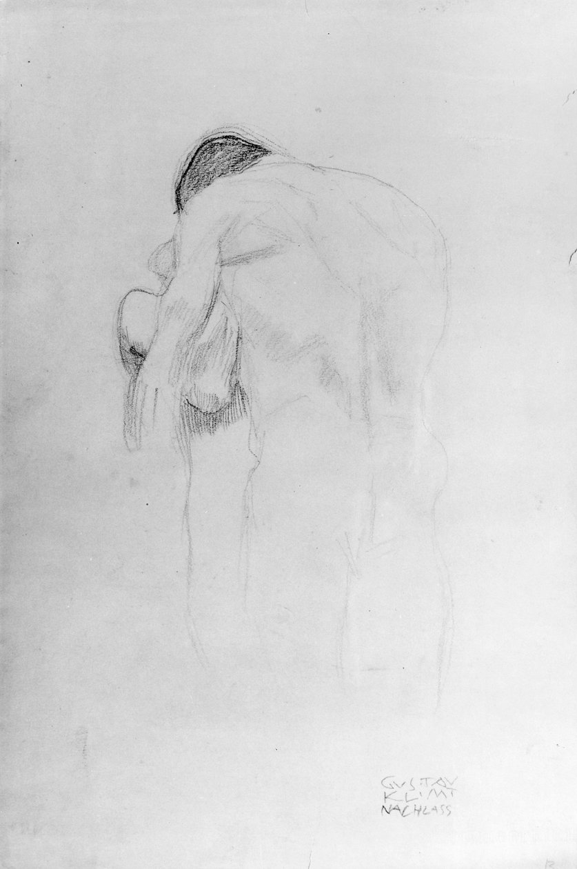 Homem e mulher estudam para &39;Beethovenfries&39;, 1902 de Gustav Klimt