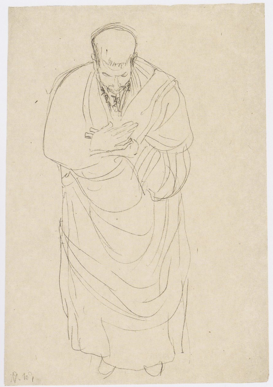 Homem, toga, curvando de Gustav Klimt