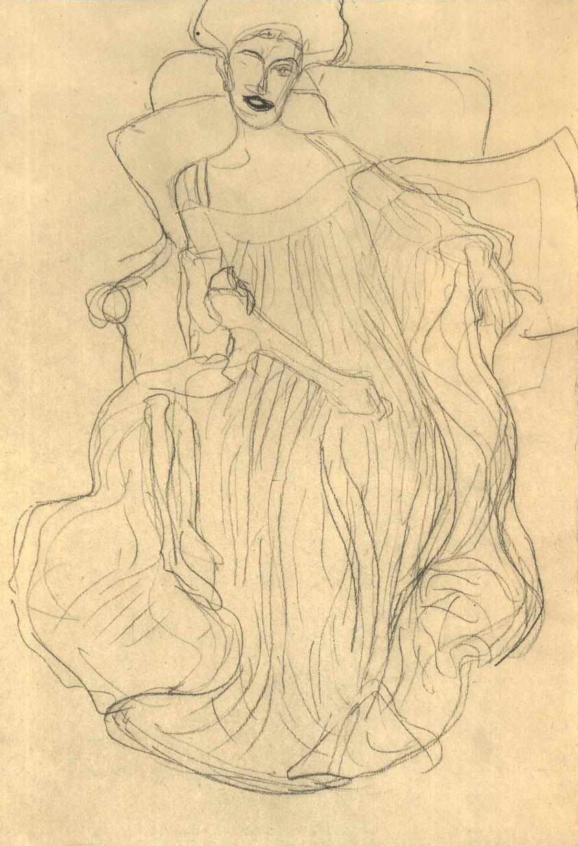 Sentado da frente 001 de Gustav Klimt