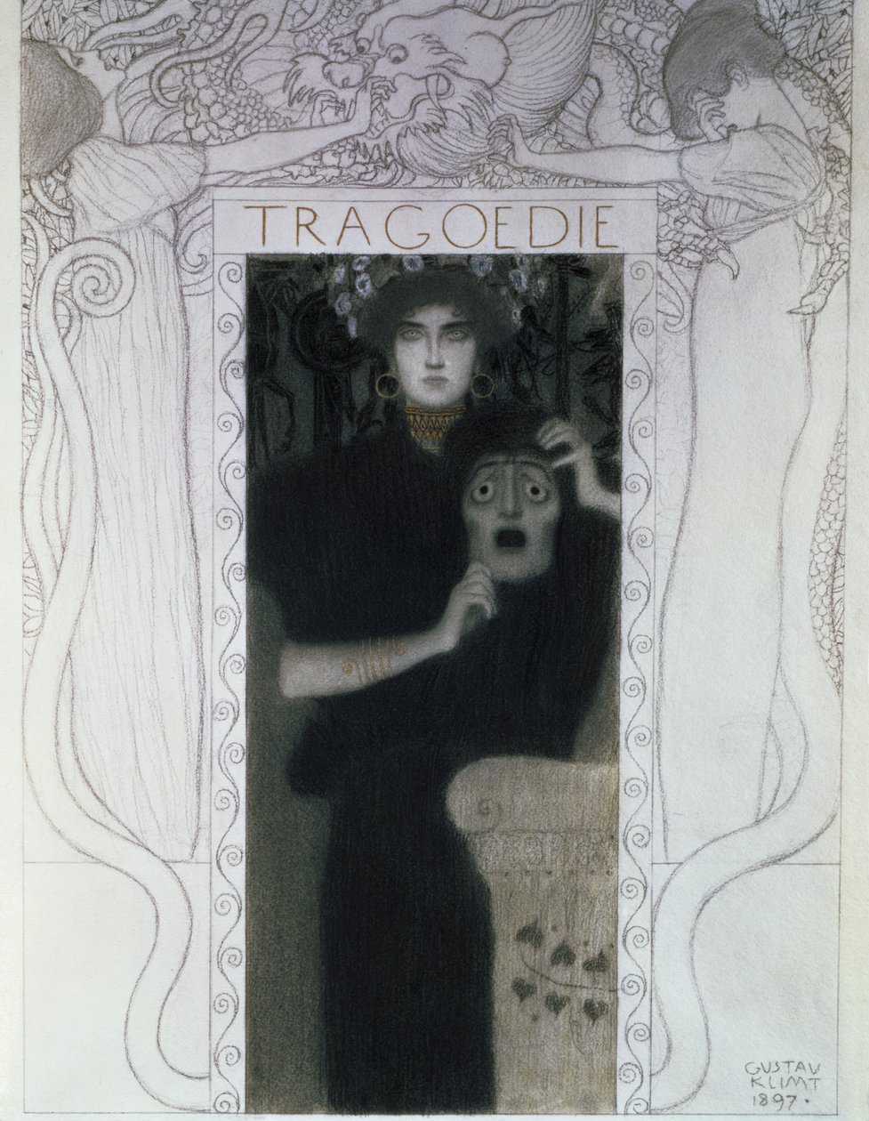 Tragédia, 1897 (desenho) de Gustav Klimt