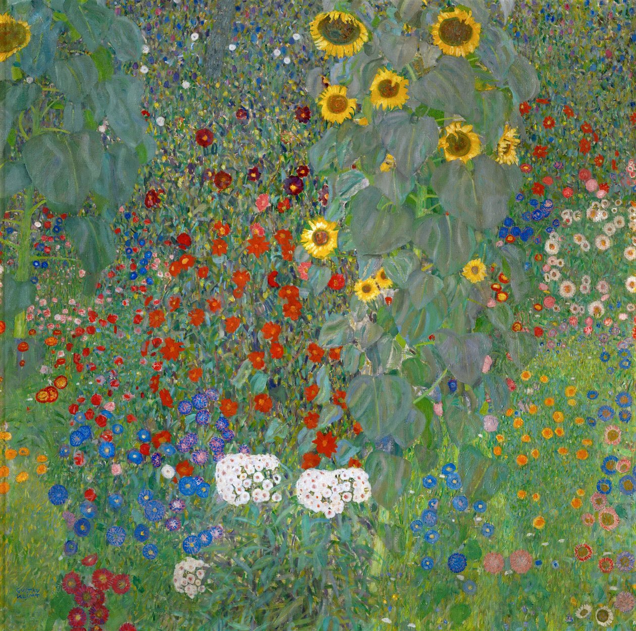 Jardim da fazenda com girassóis, 1905-1906 de Gustav Klimt