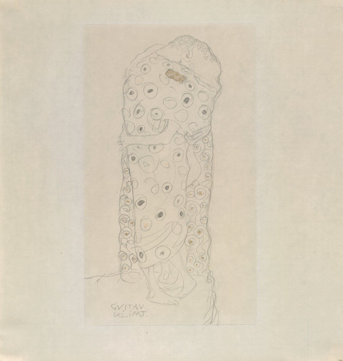 Par de namorados em pé de Gustav Klimt