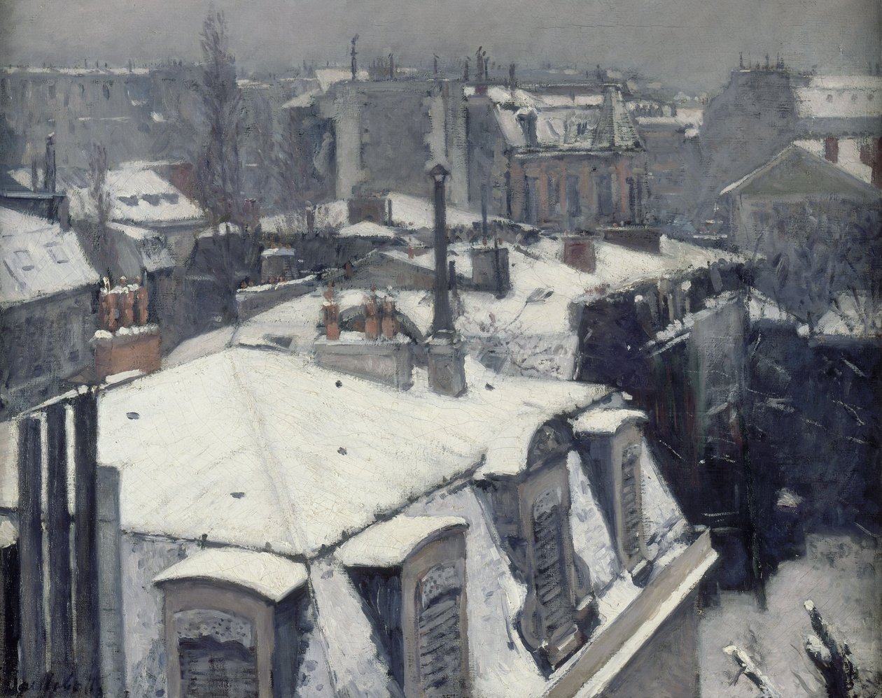 Telhados na neve de Gustave Caillebotte