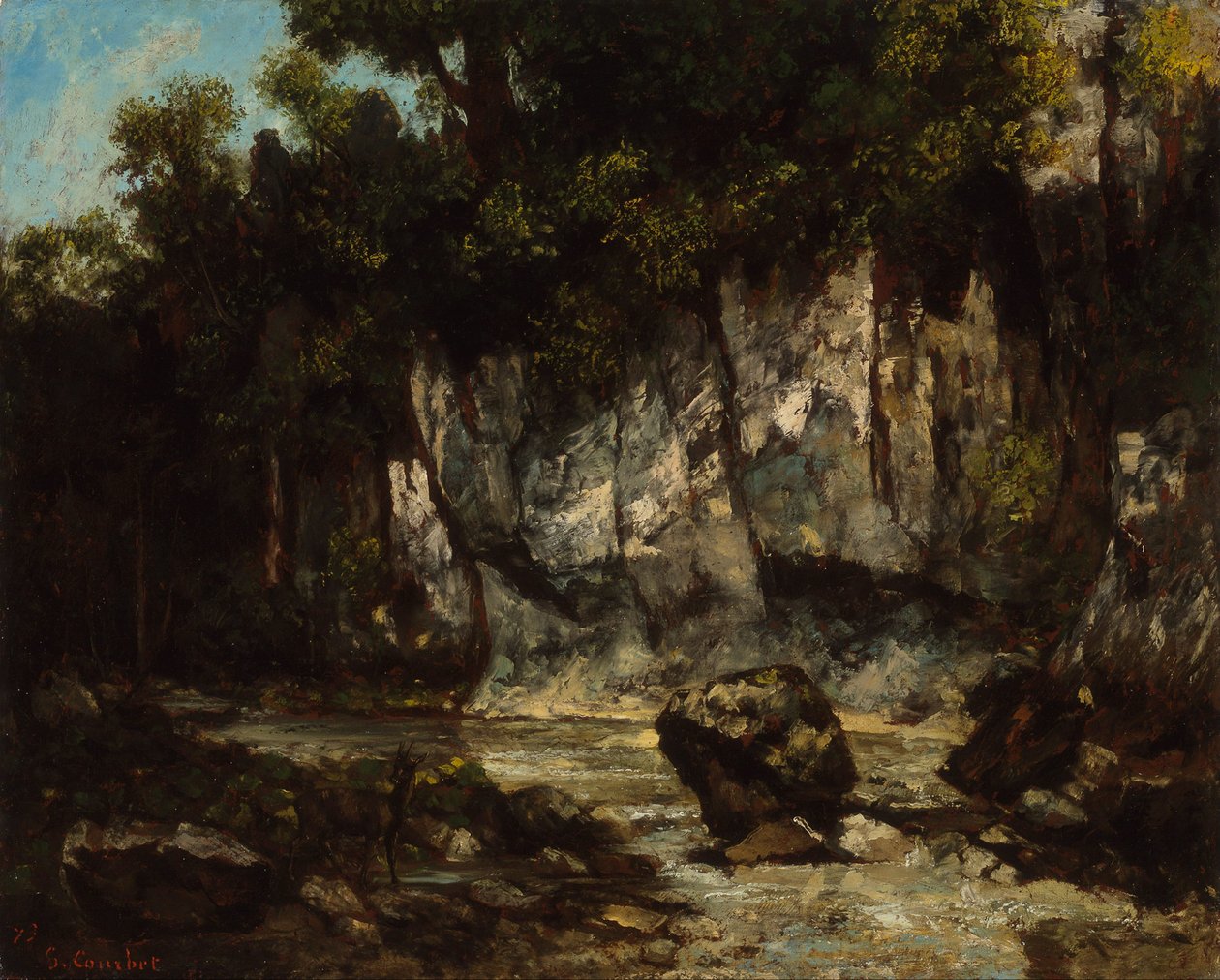 Paisagem com veado de Gustave Courbet