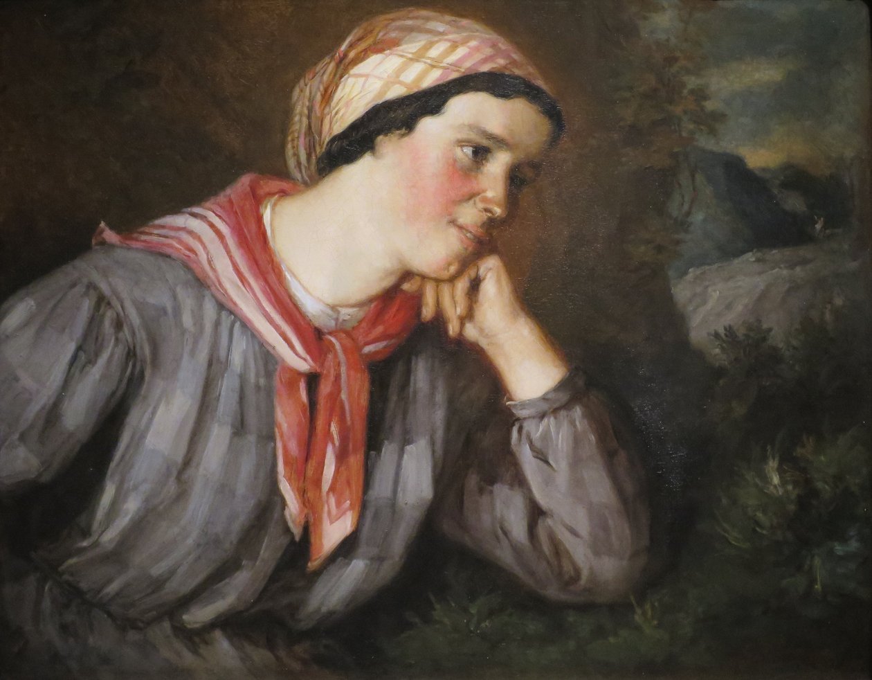 Camponesa com um lenço de Gustave Courbet