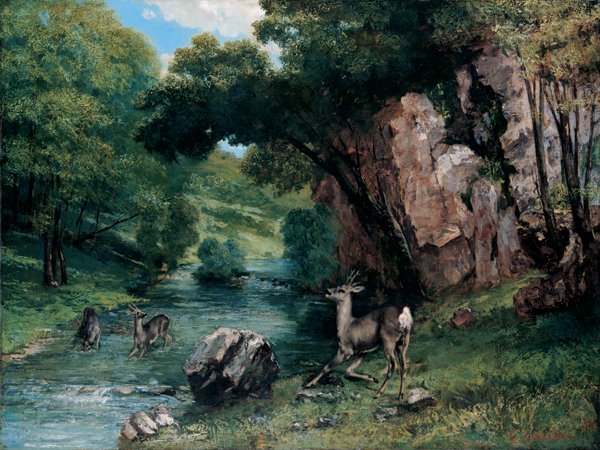Roe Deer em um córrego de Gustave Courbet