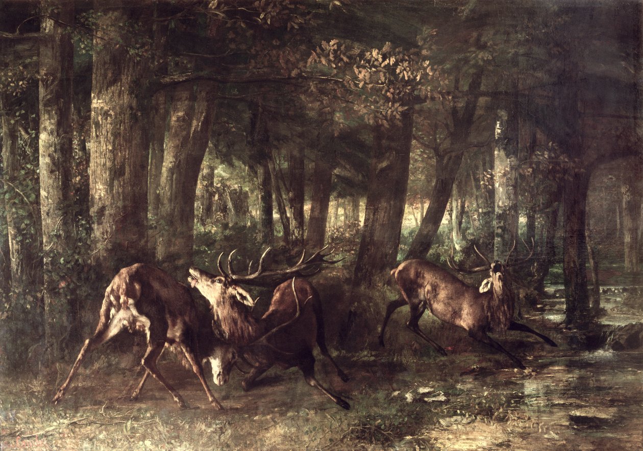 Primavera, Stags Fighting, 1861 de Gustave Courbet