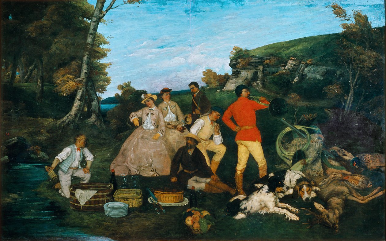 O café da manhã da caça de Gustave Courbet