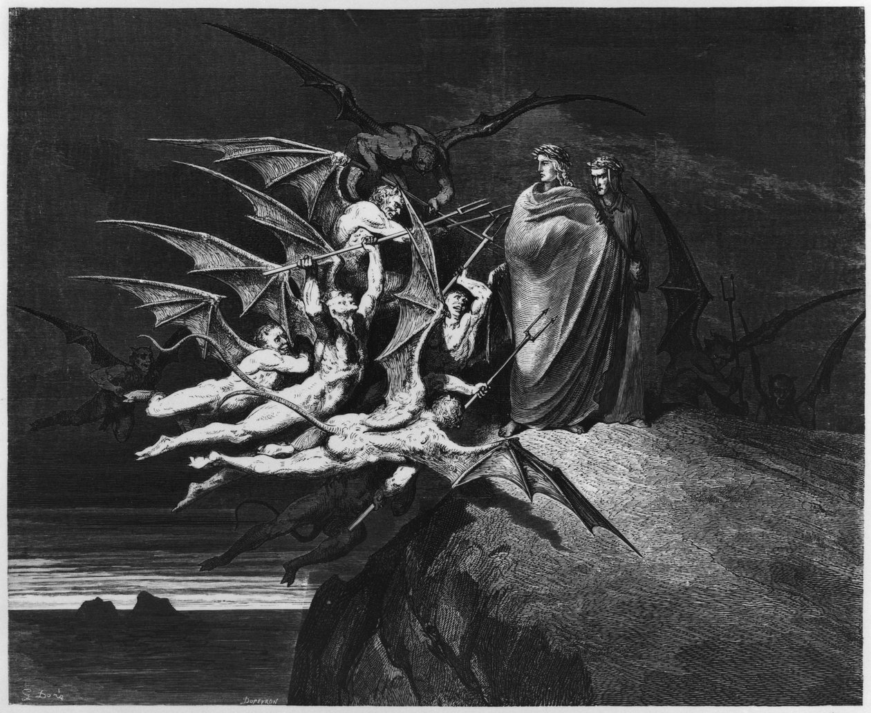 Ilustração de &39;A Divina Comédia&39; (Inferno) de Dante Alighieri (1265-1321) Paris, publicada em 1885 de Gustave Dore
