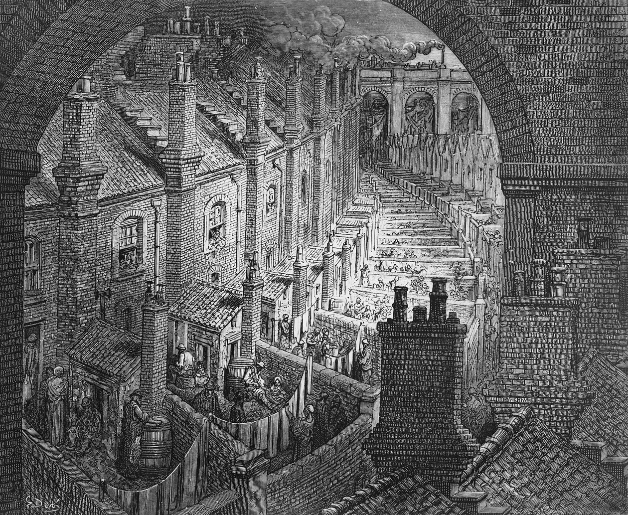 Over London - By Rail, de &39;London, a Pilgrimage&39;, escrito por William Blanchard Jerrold (1826-94), gravado por Stephane Pannemaker (1847-1930), pub. 1872 de Gustave Dore
