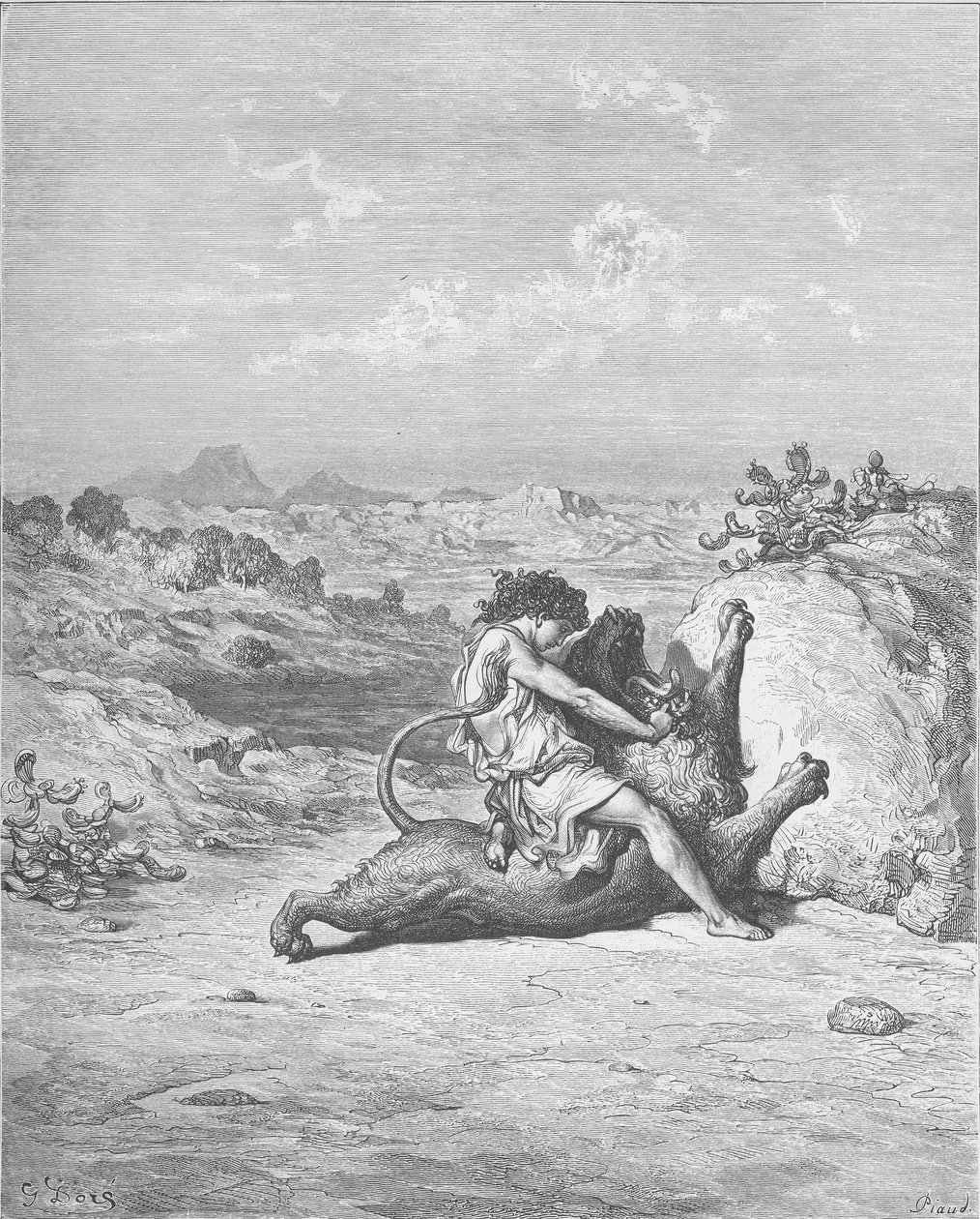Sansão mata um leão de Gustave Dore
