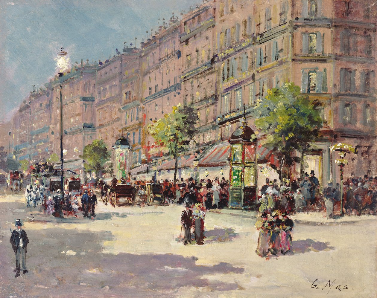 Paris Street Scene óleo no painel de Gustave Mascart