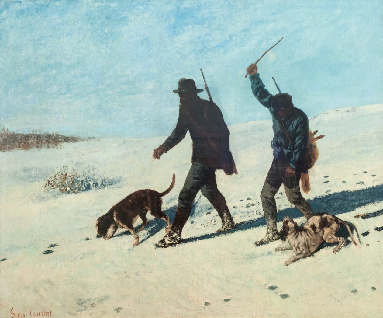 Caçadores furtivos na neve de Gustave Courbet