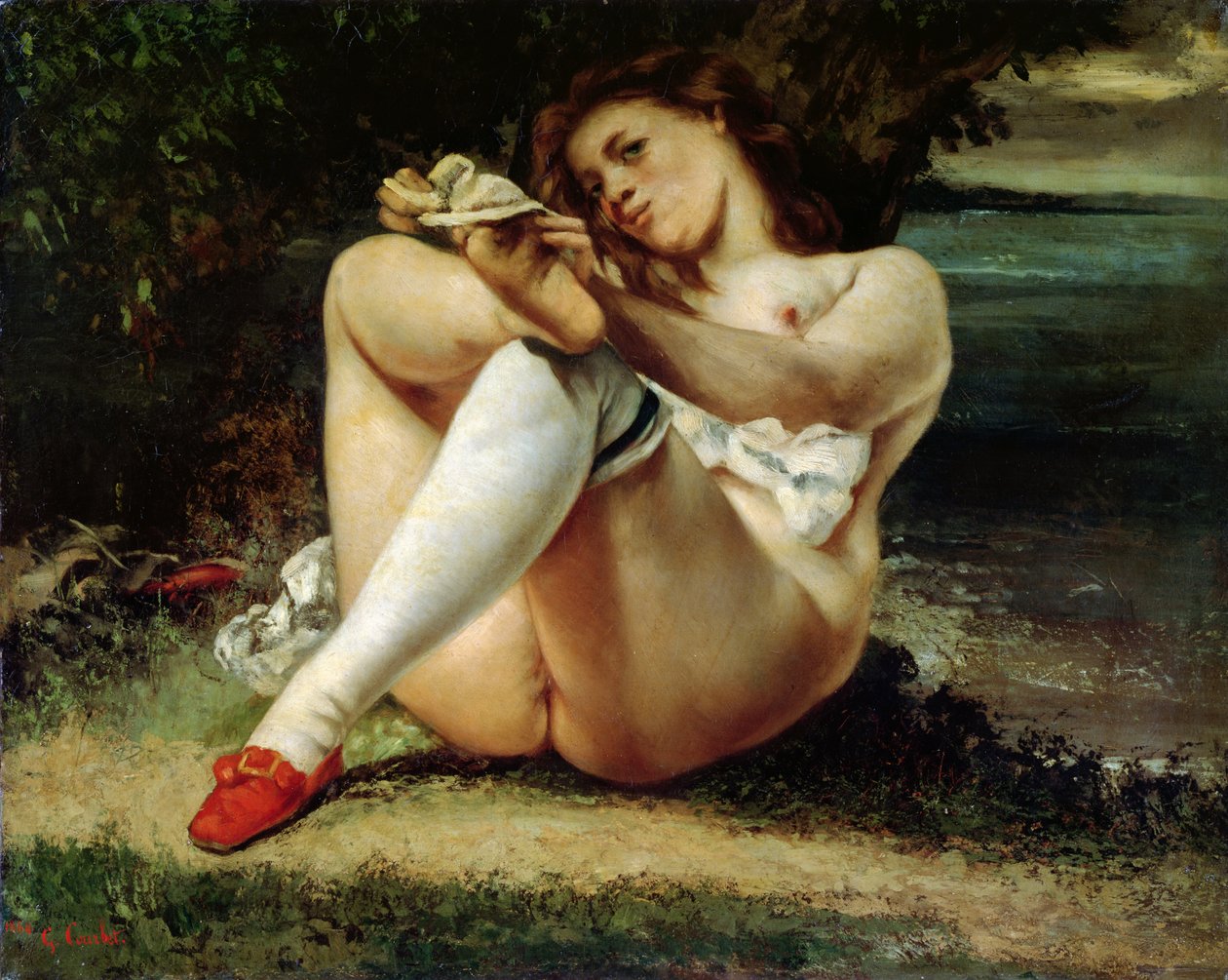 Mulher em meias brancas, c.1861 de Gustave Courbet