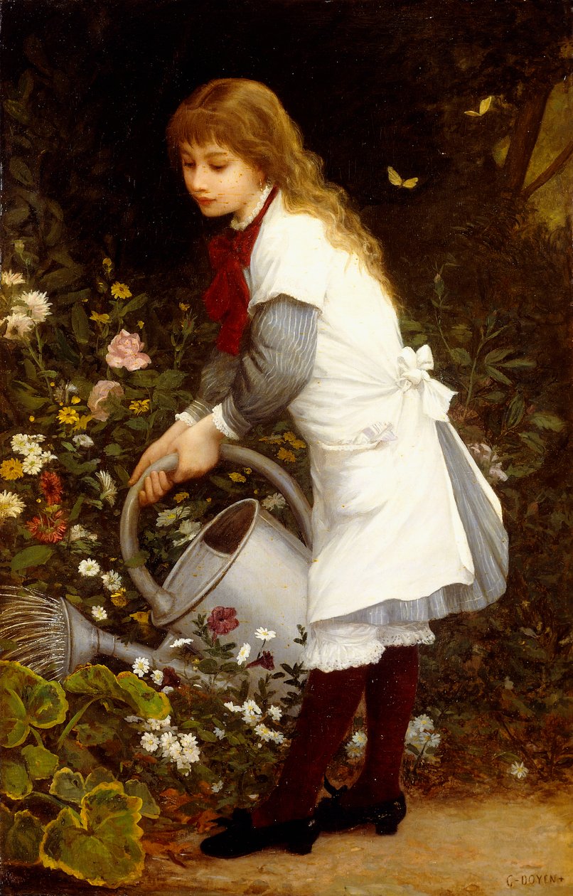 Moça em um jardim de Gustave Doyen