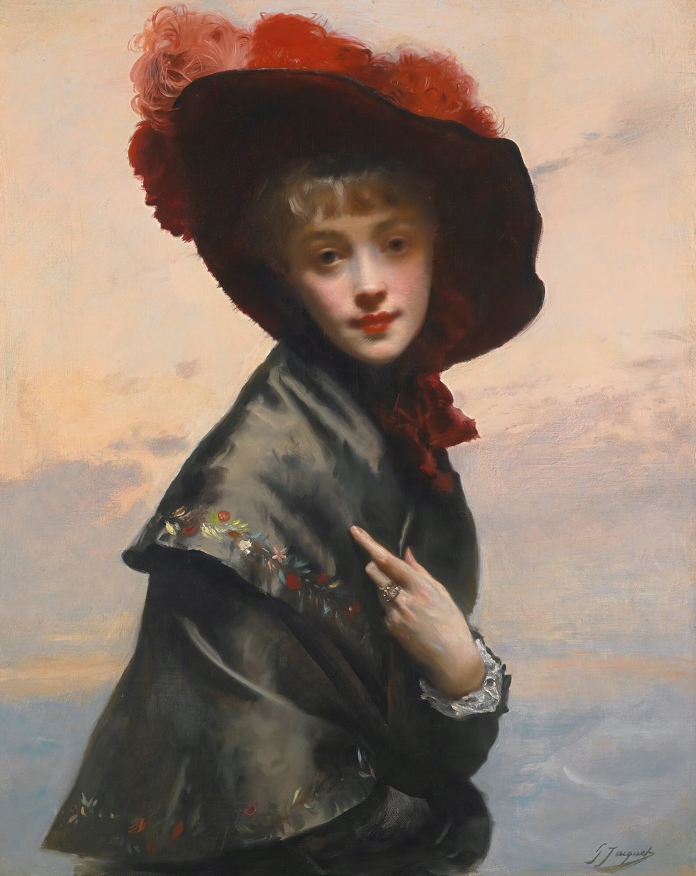 Senhora de chapéu. de Gustave Jean Jacquet