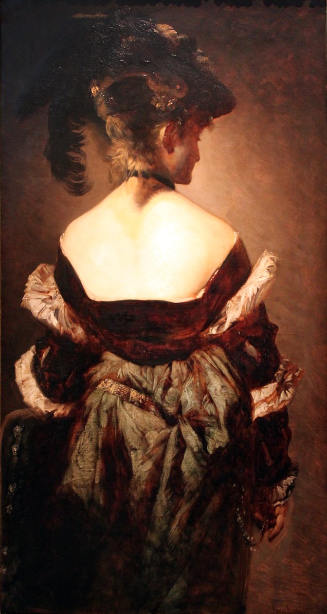 Senhora com chapéu de penas de Hans Makart
