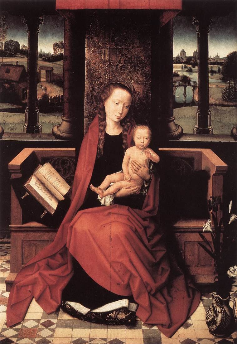 Virgem e Criança Enthroned de Hans Memling