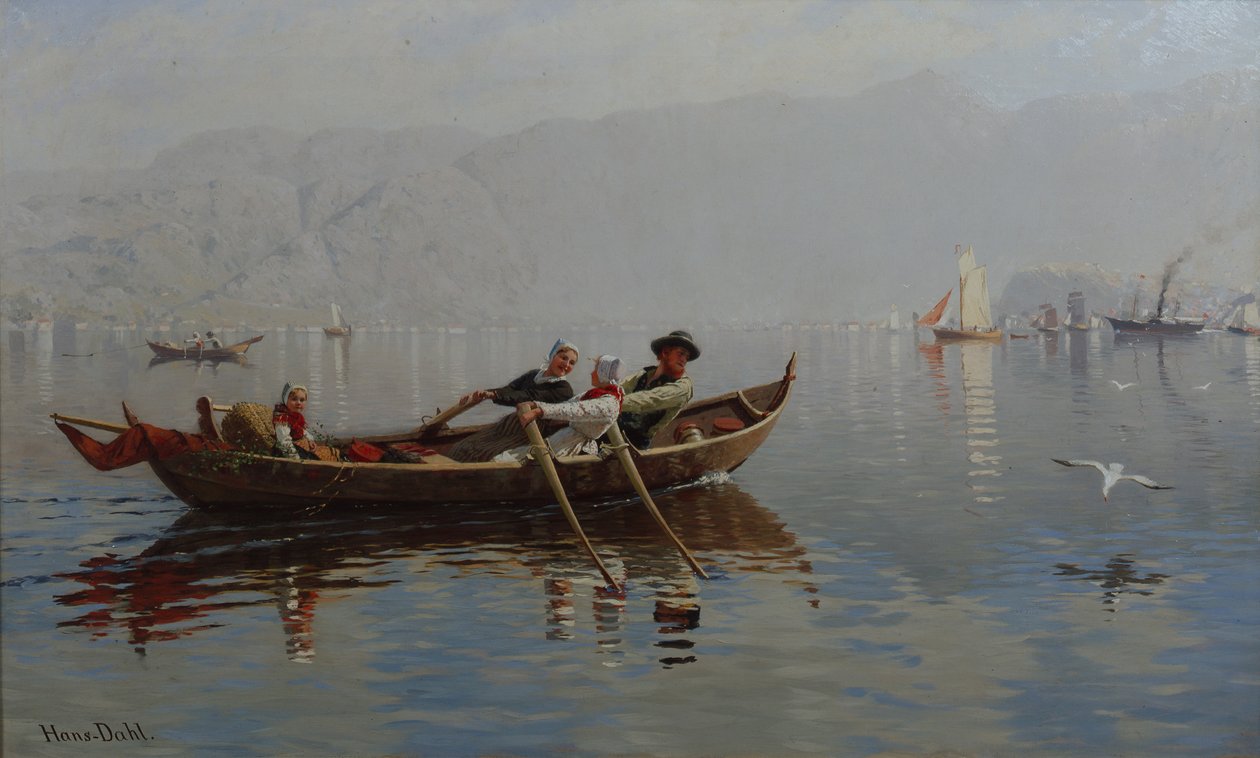 Porto de Bergen (óleo sobre tela) de Hans Andreas Dahl