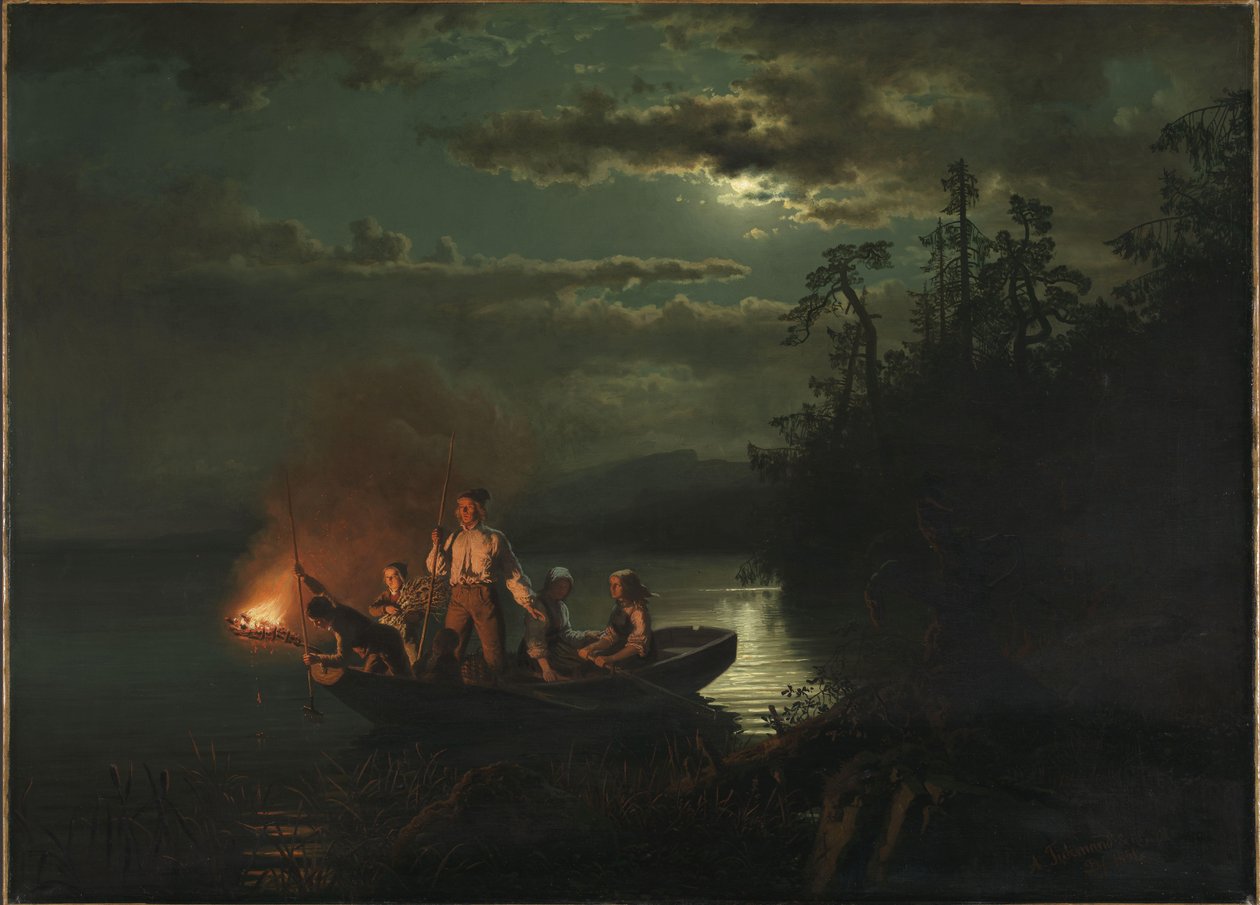 Pesca de Lança no Lago Kroderen de Hans Gude