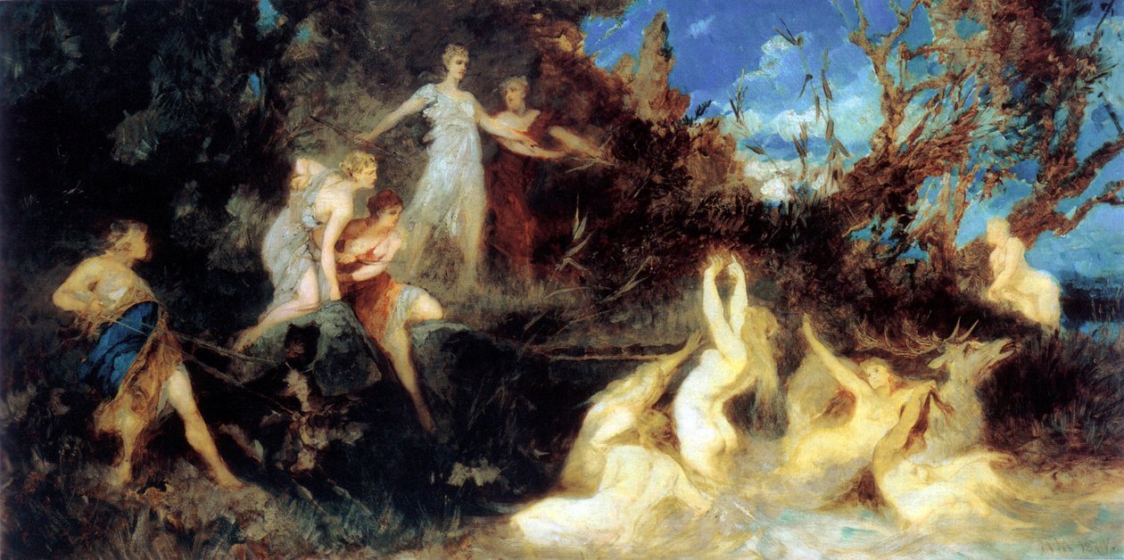 A Caça de Diana, estudo, 1879. de Hans Makart