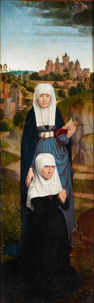 Rezar o dador com os santos de Hans Memling