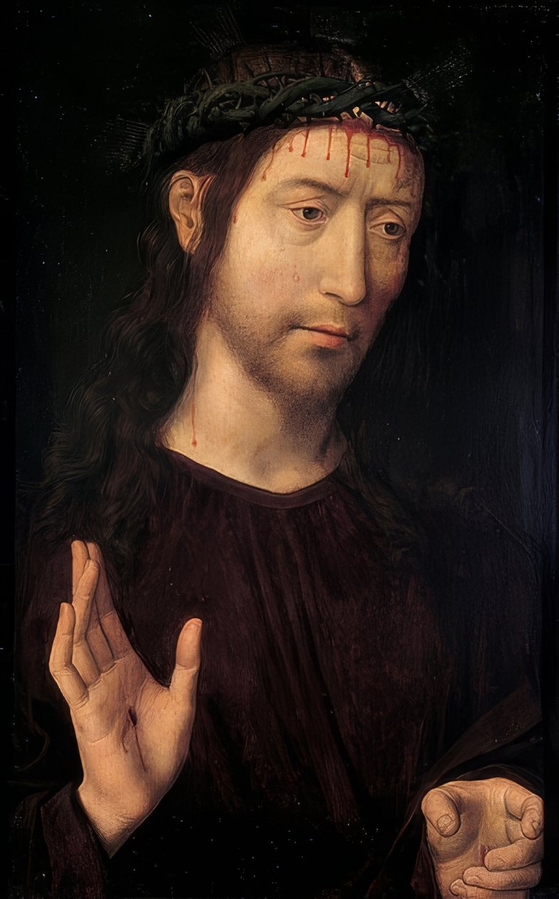O Cristo sofredor. 1480-90 de Hans Memling