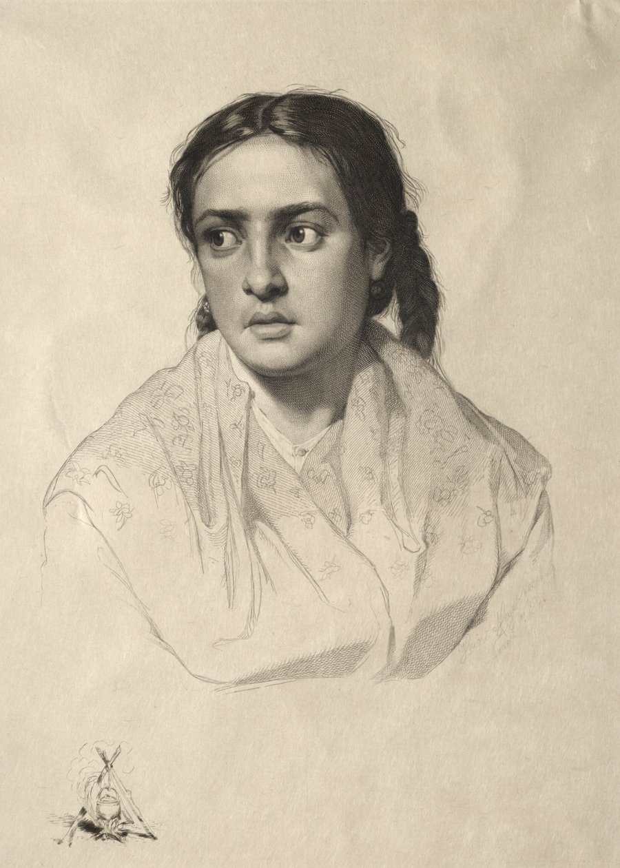 Cabeça de uma menina, 1870. de Hans Meyer