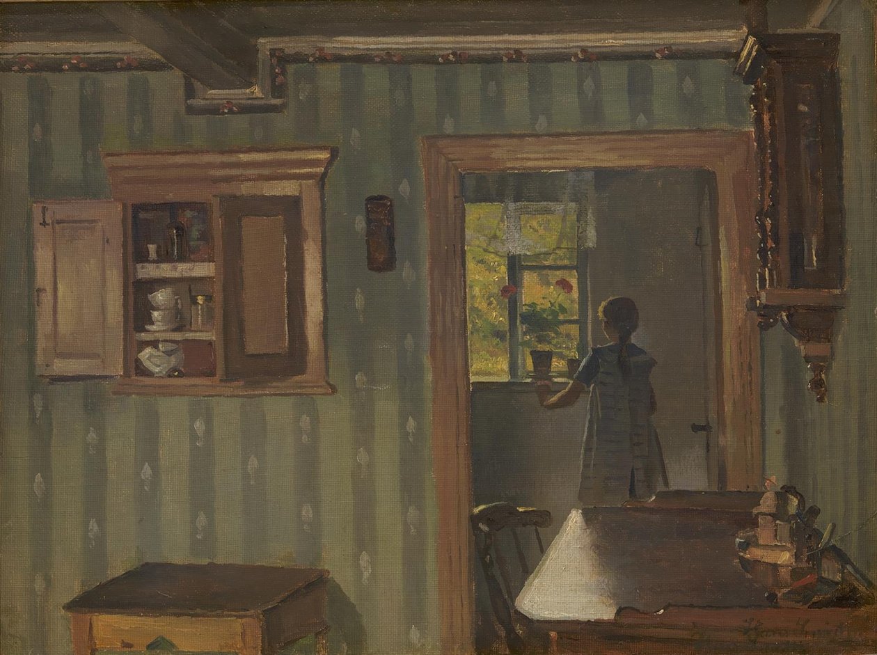Interior com uma menina de Hans Smidth
