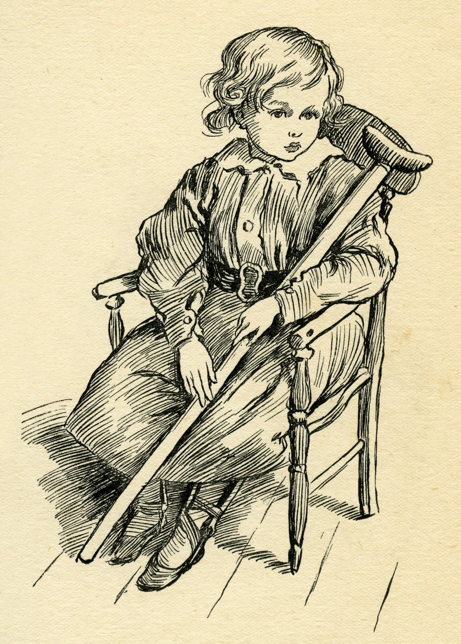 Tim minúsculo em uma canção de natal por Charles Dickens de Harold Copping