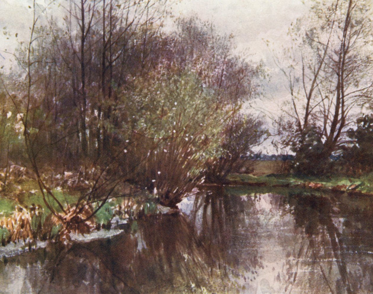 The Mill Stream, Ockham (litografia a cores) de Harold Sutton Palmer