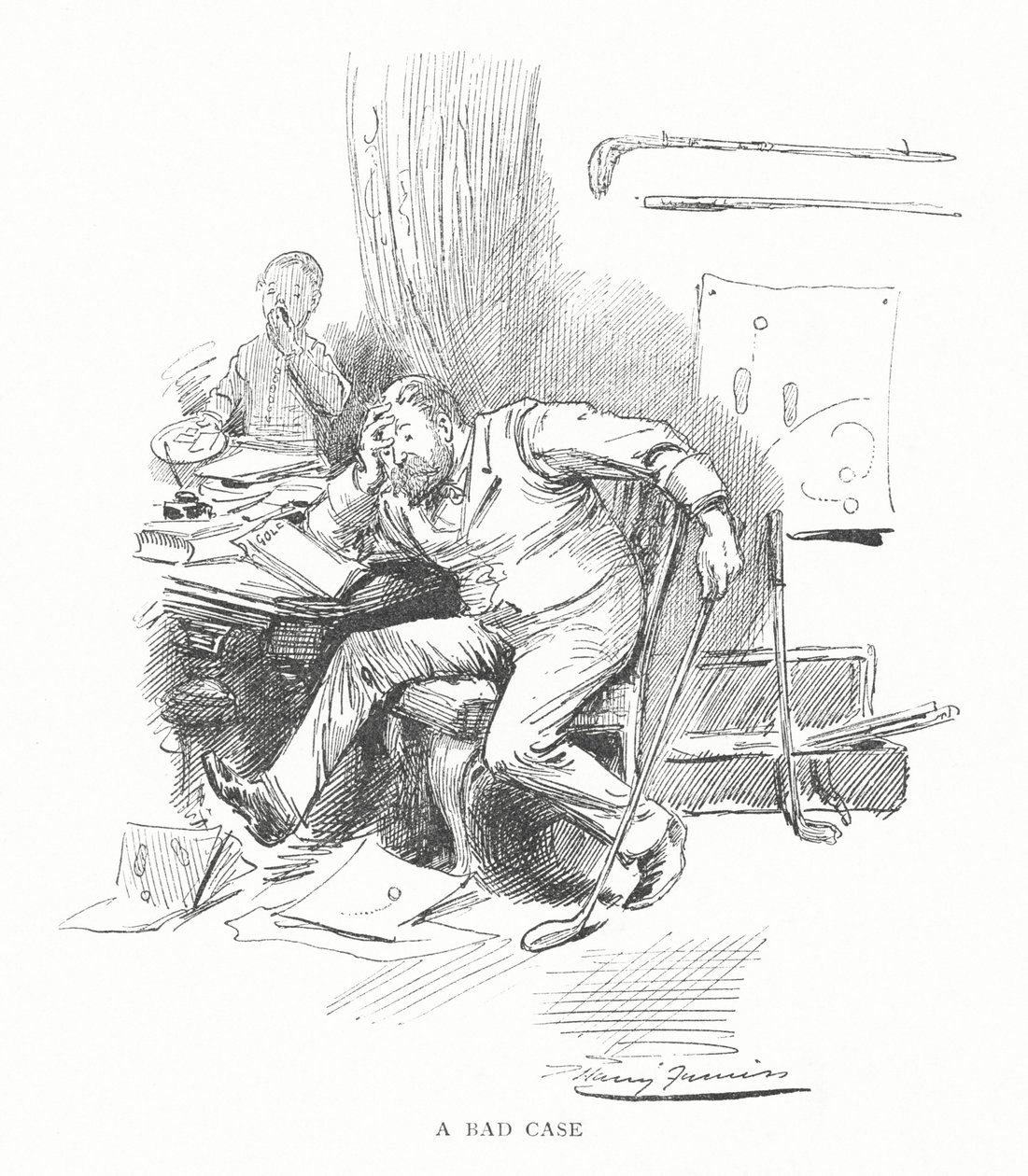 Golfe: Um mau caso (litho) de Harry Furniss