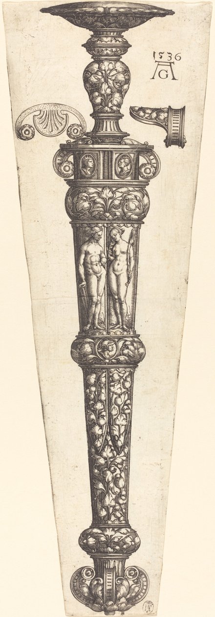 Bainha de adaga grande com casal nu, 1536. de Heinrich Aldegrever