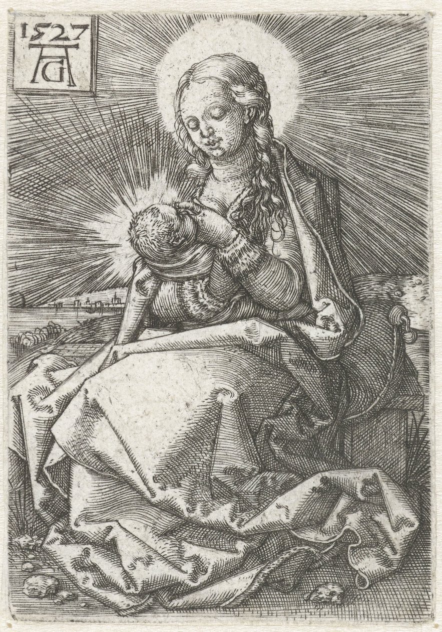 Madonna com criança no peito de Heinrich Aldegrever