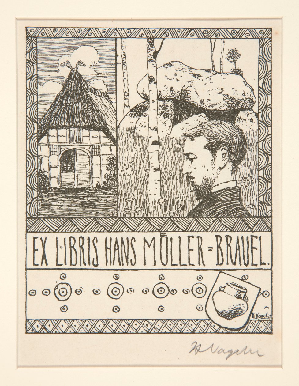 Ex-libris: Ex Libris Hans Mueller-Blauel de Heinrich Vogeler