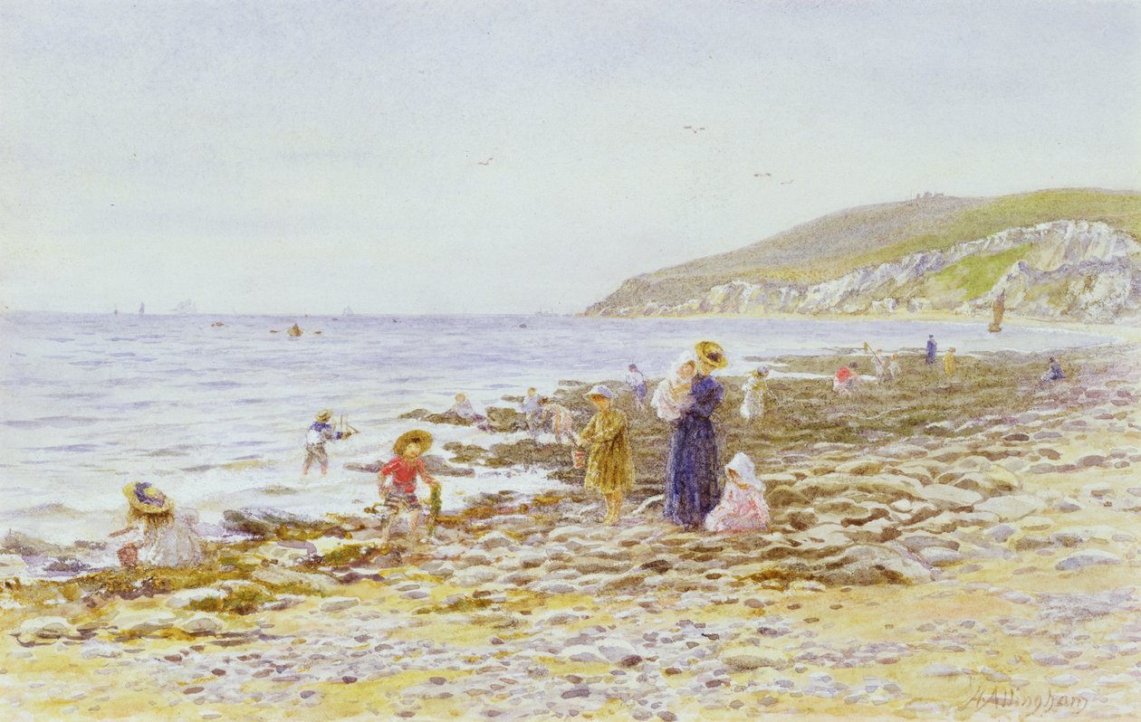 Na praia (wc no papel) de Helen Allingham