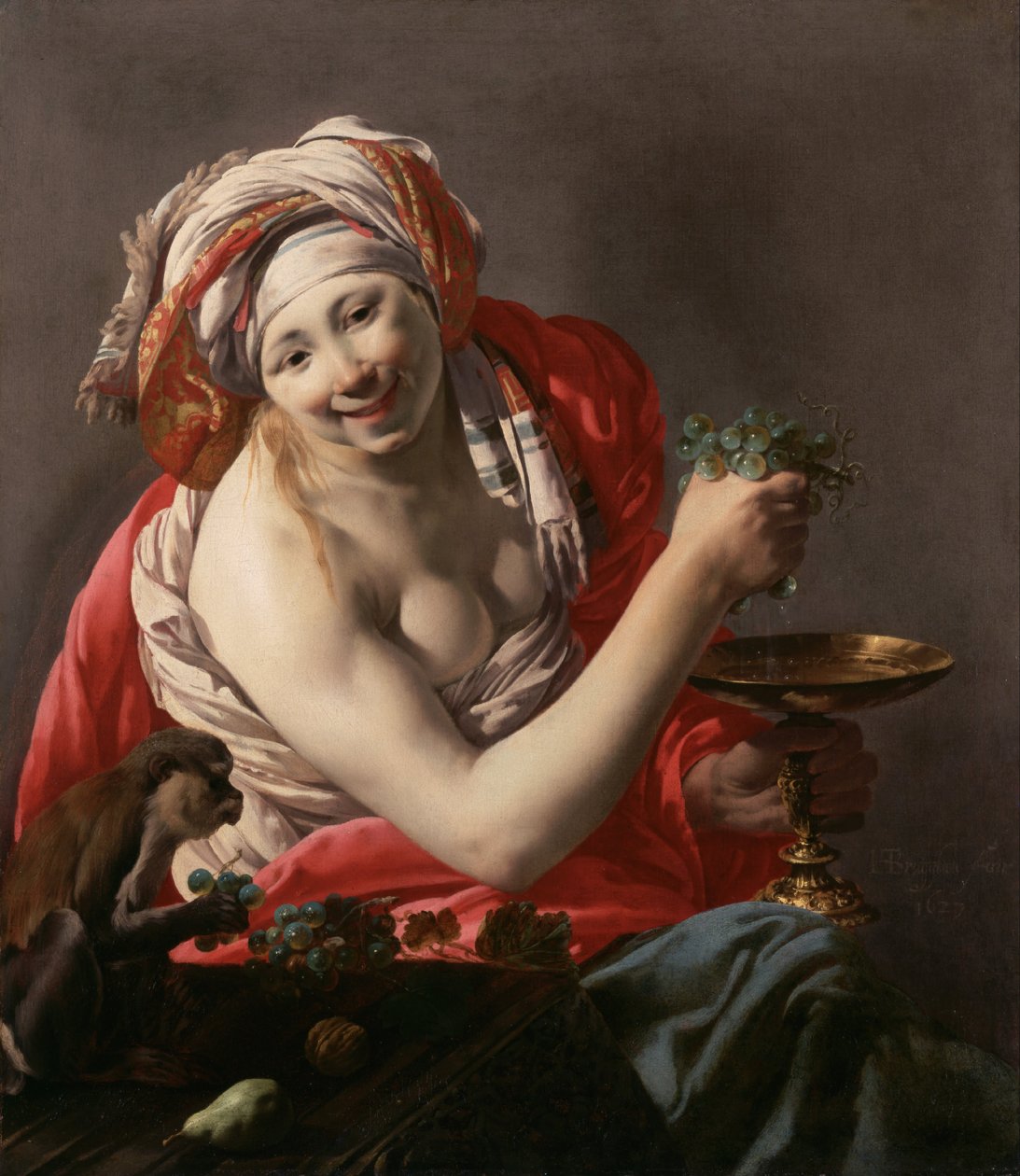 Bacante com um macaco de Hendrick ter Brugghen